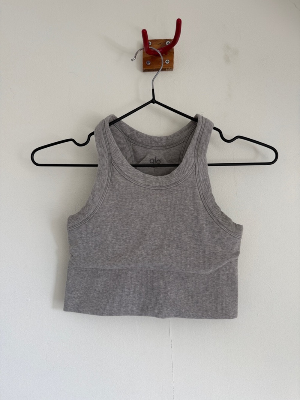 ALO Yoga Gray Ribbed Crop Tank/Bra - Size S